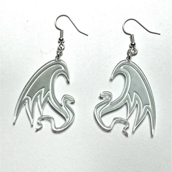 Flying serpent/dragon acrylic handmade earrings - Picture 1 of 2